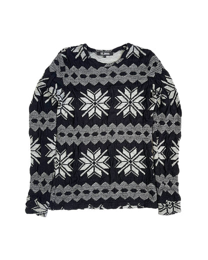 Raf Simons AW2003-2004 “Closer” Snowflake 3D Intarsia Knit Sweater