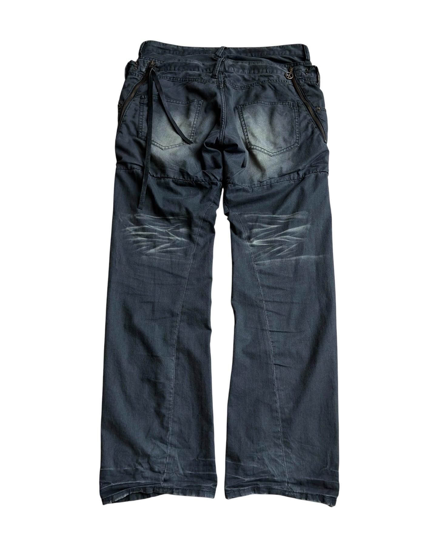 PPFM 2000s Double Waist Leather Tassel Floral Pants