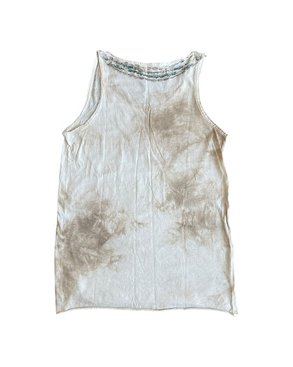 GOA Ethnic Feather Bead Necklace Print Tank Top