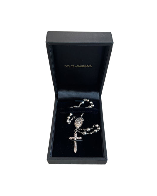 Dolce & Gabbana .925 Sterling Silver Cross Rosary Necklace