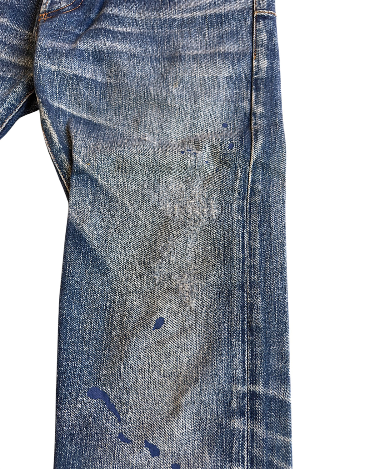 Dior Homme SS11 Ink Me Paint Splatter Blue Washed Denim Jeans