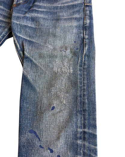 Dior Homme SS11 Ink Me Paint Splatter Blue Washed Denim Jeans