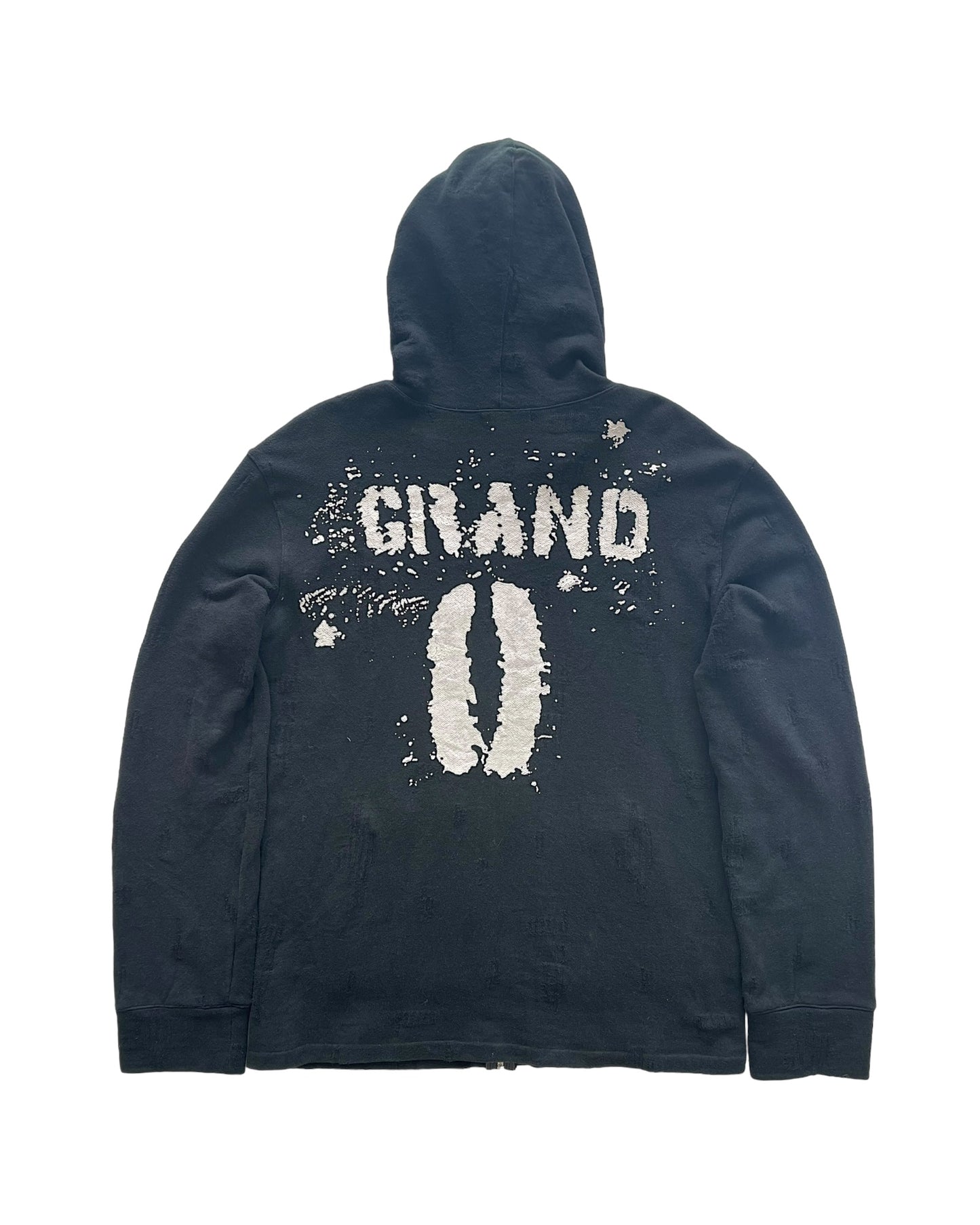 Yasuyuki Ishii Scar Distressed Grand 0 Paint Graphic Zip Hoodie