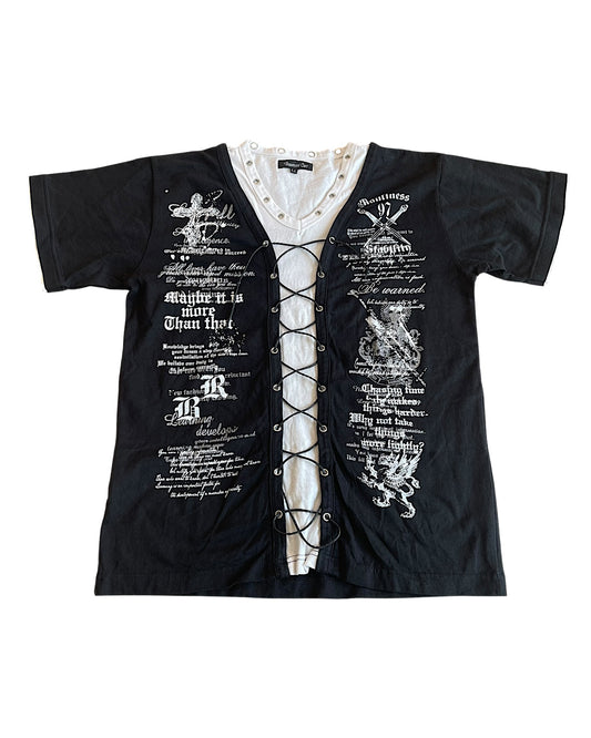 Beaumont Carr Layered Lace Up Eyelet Poem T-Shirt