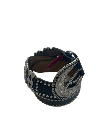 Y2K Studded Swarovski Crystals Buckle Leather Belt