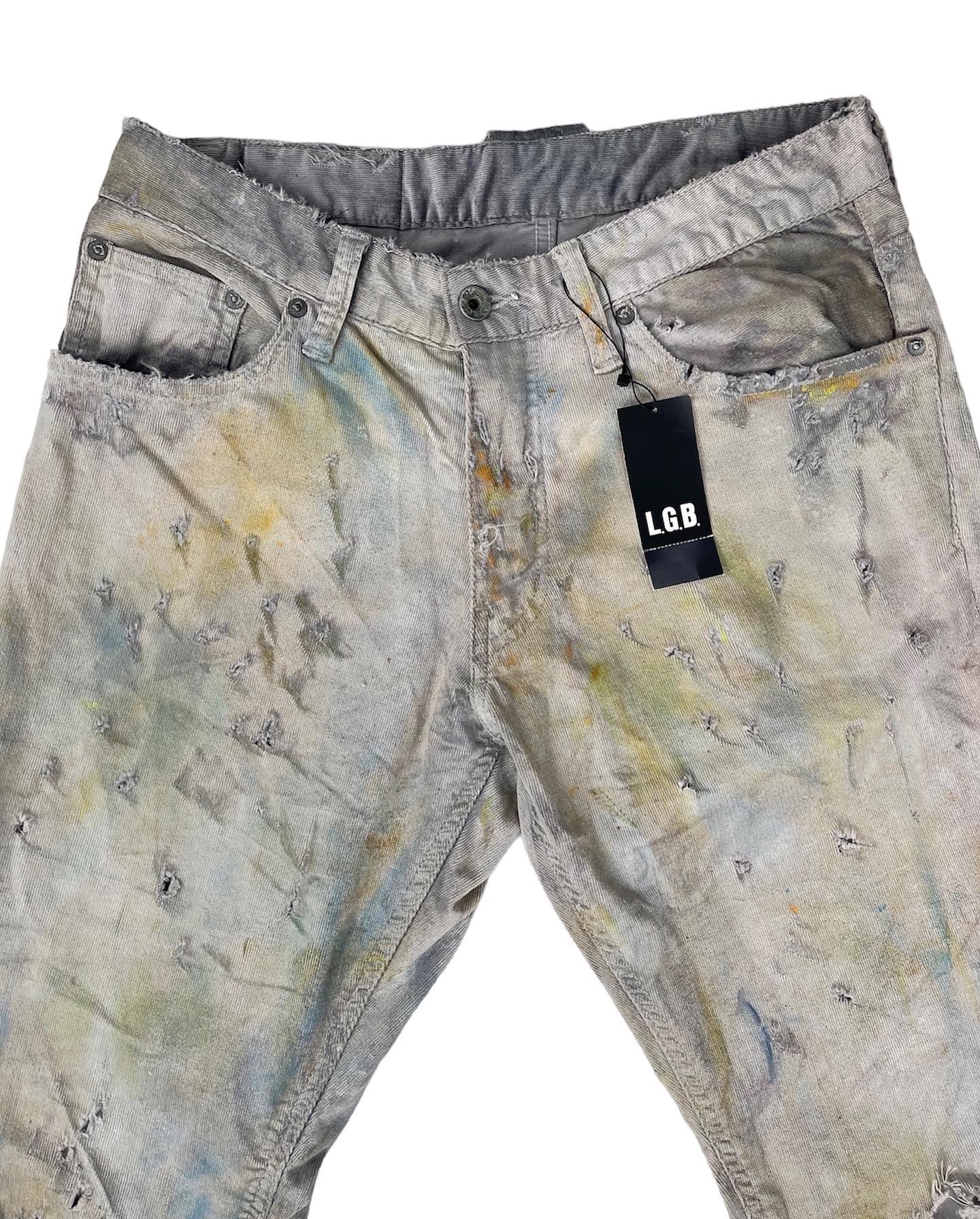 L.G.B (Le Grand Bleu) Sunflower Dye Distressed Corduroy Trousers