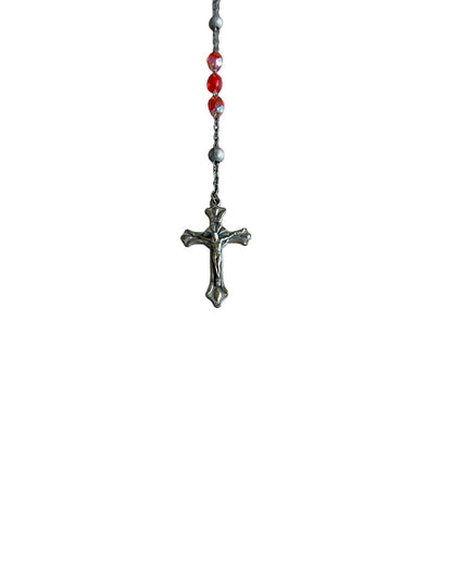Dolce & Gabbana Cross Rosary Red Crystals Alloy Necklace