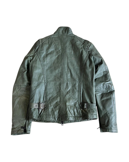 Schlussel Fur Collar Leather Riders Jacket