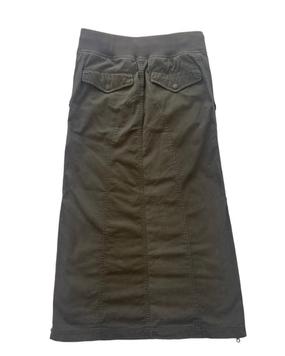 GOA Military Cargo Zip Hem Waistband Maxi Skirt