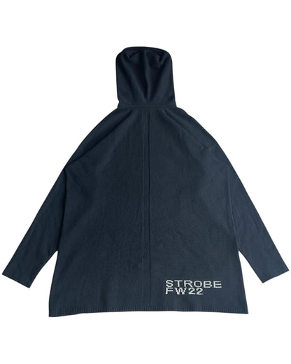 Rick Owens FW22 'Strobe' Human Cashmere Intarsia Knit Hoodie