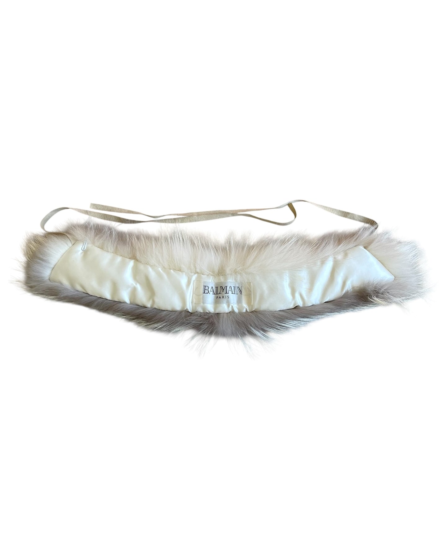 Balmain Vintage Suede Tassels Fur Neck Wrap Scarf