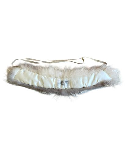 Balmain Vintage Suede Tassels Fur Neck Wrap Scarf