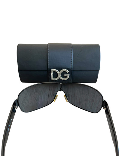 Dolce & Gabbana Shield Rhinestone Logo Sunglasses