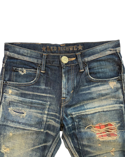 2000s Led Rechwe x Lee Riders Distressed Repair Flare Denim