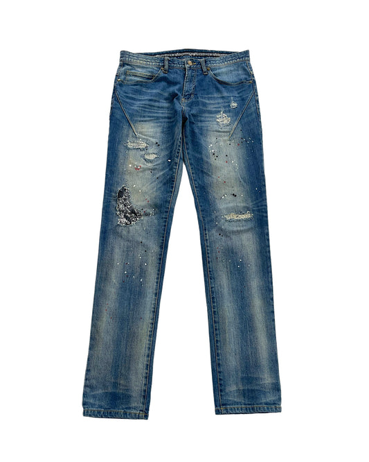 Number (N)ine x Loveless Guild Prime Distressed Repair Paint Denim