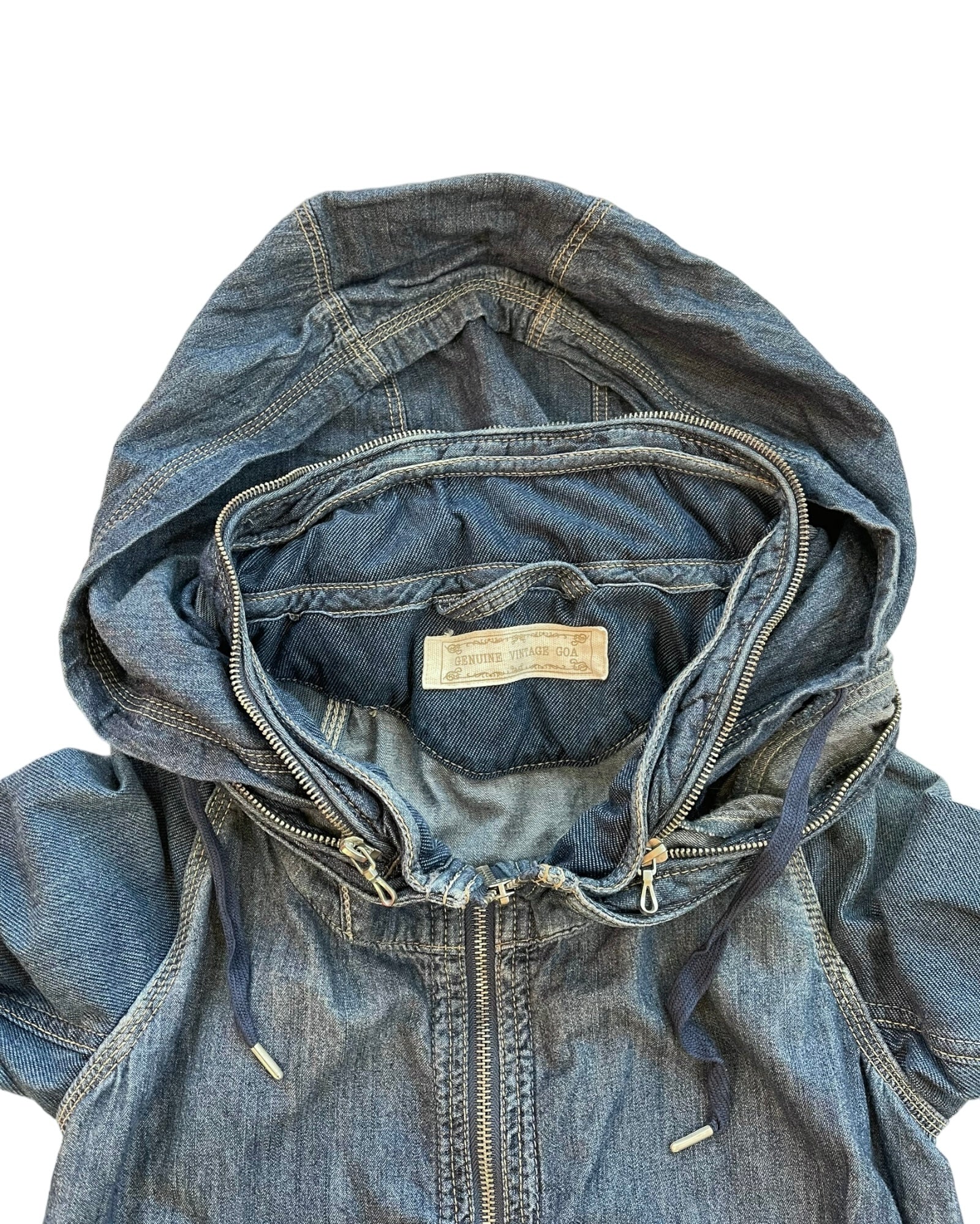 GOA Natural Vintage Denim Bono Packable Wire Hoodie Jacket 