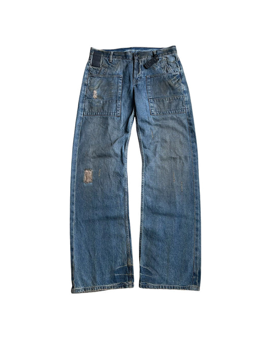 Rick Owens SLAB 2000s Waxed Mud Wash Distressed Denim Jeans