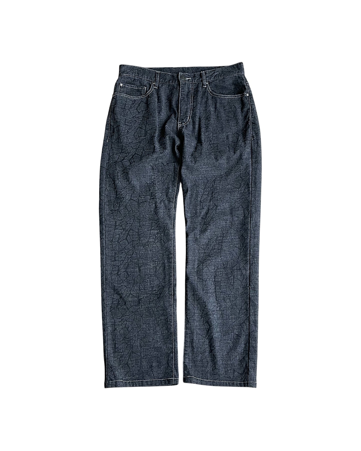 BBCO Japanese Brand Cracked Print Lightweight Denim Jeans