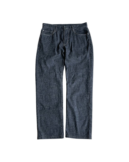BBCO Japanese Brand Cracked Print Lightweight Denim Jeans