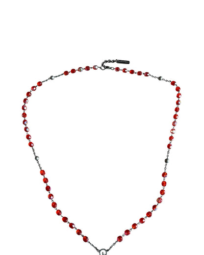 Dolce & Gabbana Cross Rosary Red Crystals Alloy Necklace