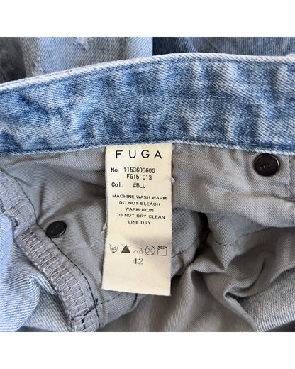 FUGA 2000s Light Blue Washed Black Oil Distressed Denim Jeans