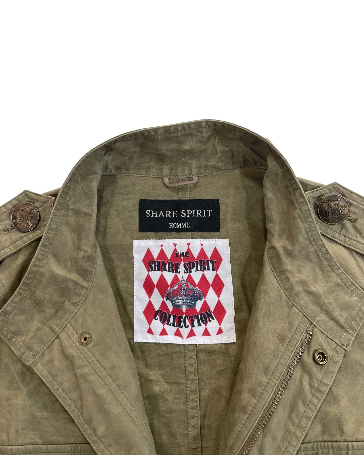 Share Spirit Homme Wrinkle Effect Military M-65 Shirt Jacket