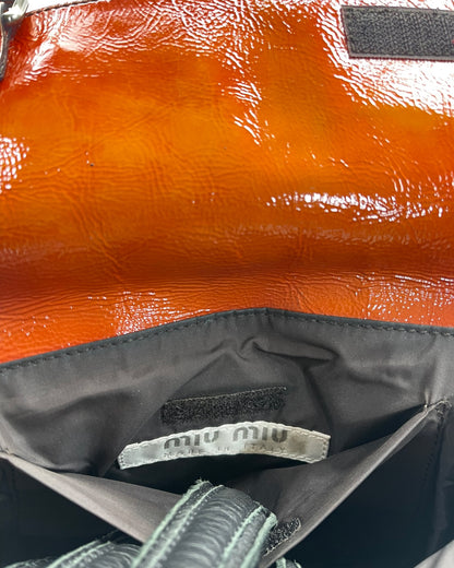 FW1999 Miu Miu Brogue Patent Leather & Mesh Velcro Shoulder Bag