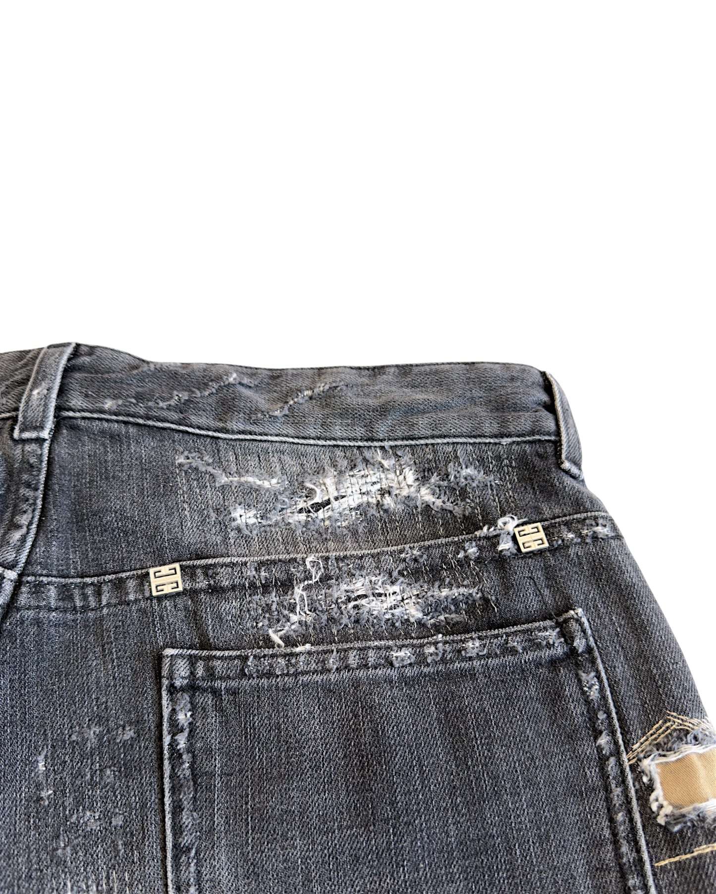 Givenchy AW2023 Moleskin Patch Distressed Boro Repaired Denim Jeans