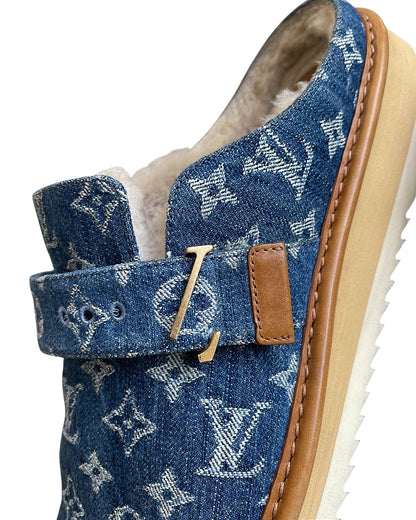 Louis Vuitton x Nigo Cosy Fur Denim Monogram Mule Slippers