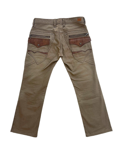 Nicole Club For Men Leather Detail Cargo Military Bootcut Pants