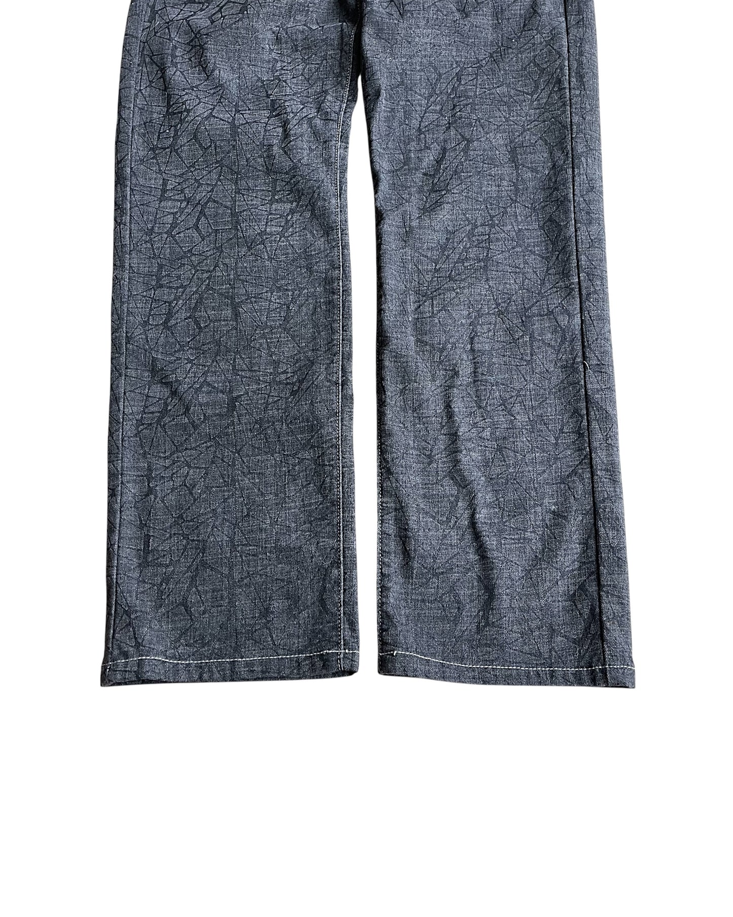 BBCO Japanese Brand Cracked Print Lightweight Denim Jeans