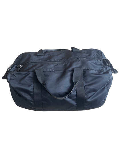 Prada Nylon & Leather Trim Drum Duffle Luggage Bag