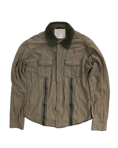 GOA Military Boa Fleece Collar Gimmick Zipper Button Shirt
