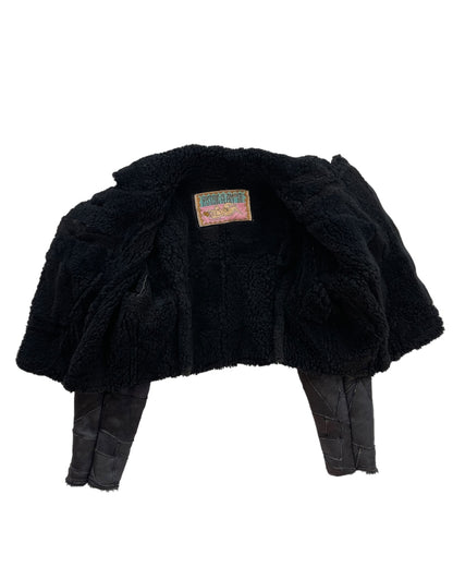 1980s Hysteric Glamour Shearling Lined Cropped Leather Patchwork Jacket