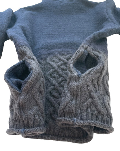Talking About The Abstraction Gradient Texture Hybrid Hair Cable Knit Hoodie
