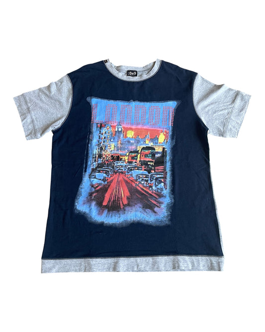 Dolce & Gabbana 2000s London City Graphic Two-Tone T-Shirt