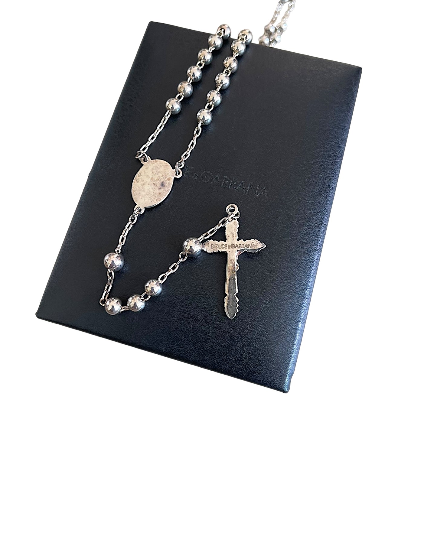 Dolce & Gabbana .925 Sterling Silver Cross Rosary Necklace