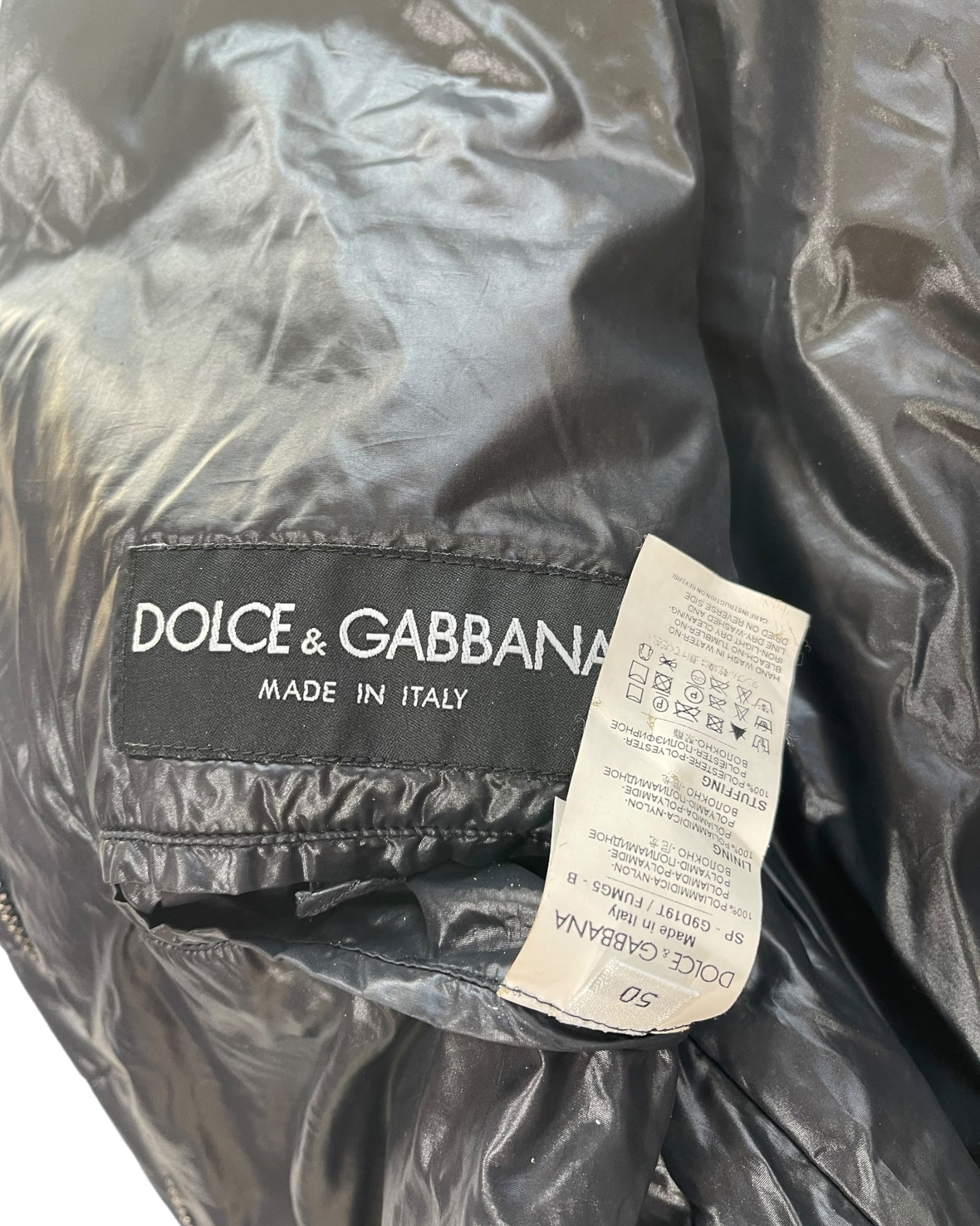 2000s Dolce & Gabbana Glossy Circular Pattern Nylon Padded Jacket