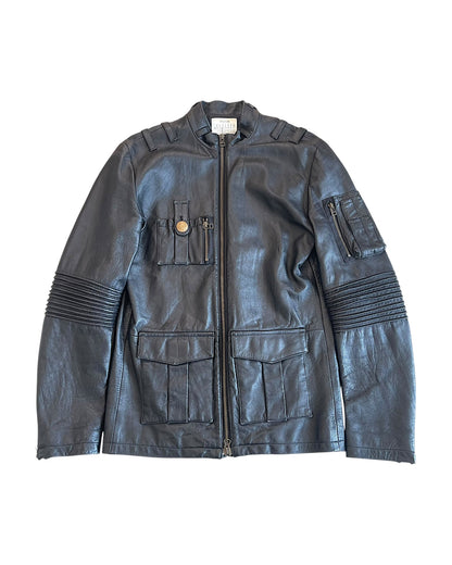Veronica By Led Rechwe 2007 Cargo Biker Leather Ripper Jacket