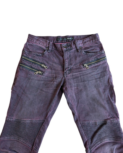 Schlussel Red Overdyed 3-Zip Biker Denim Jeans