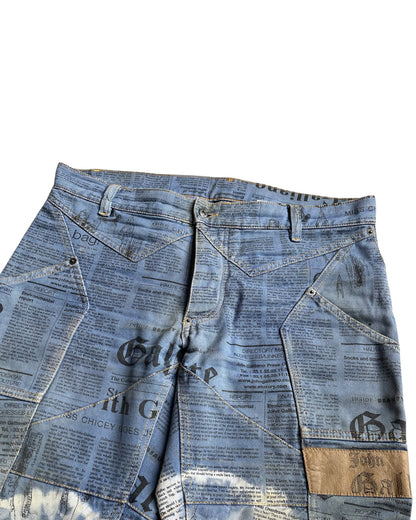 John Galliano SS2006 Star Panel Gazette J-Cut Denim Jeans