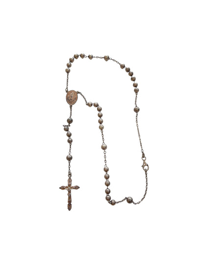 Dolce & Gabbana .925 Sterling Silver Bead Rosary Cross Mary Necklace