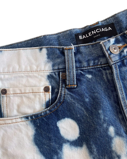 Balenciaga SS17 Frayed Bleach Denim Shorts
