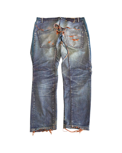 Beauty:Beast 00s Orange Yarn Thrashed Distressed Denim