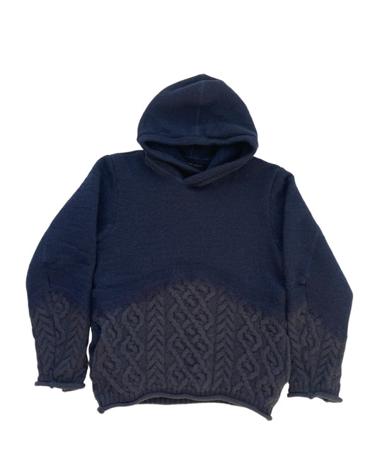 Talking About The Abstraction Gradient Texture Hybrid Hair Cable Knit Hoodie