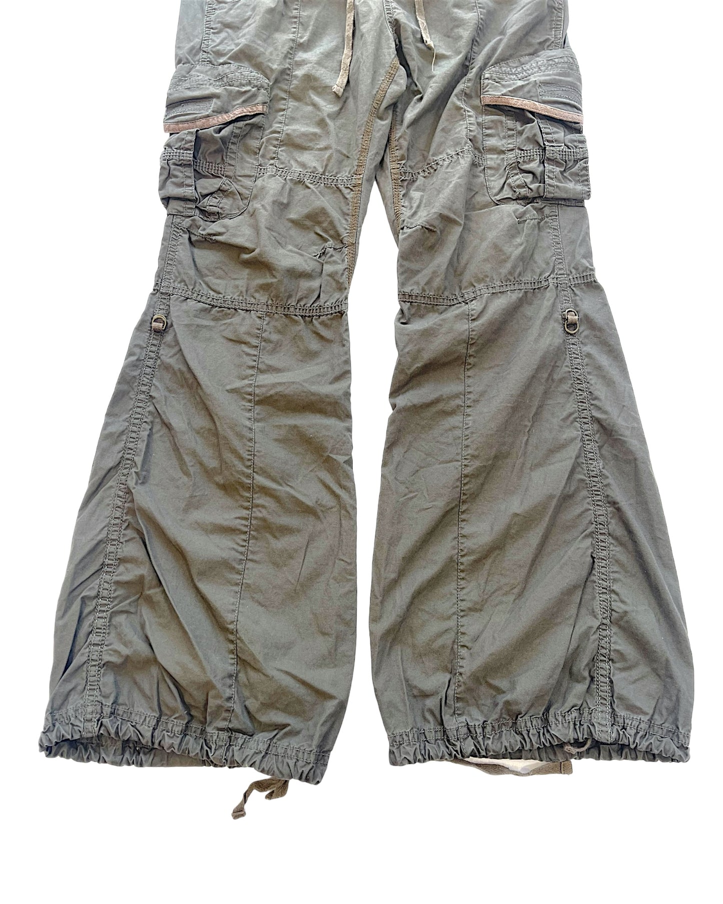 GOA Suspender Mil Equipment Suede Trim Cargo Flare Pants