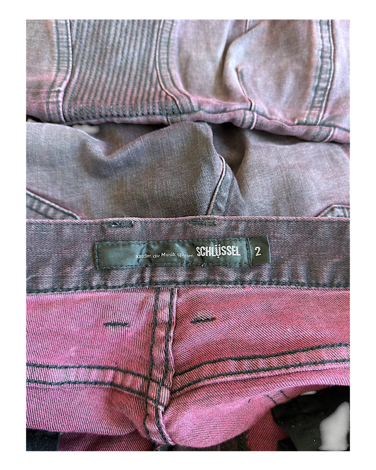 Schlussel Red Overdyed 3-Zip Biker Denim Jeans