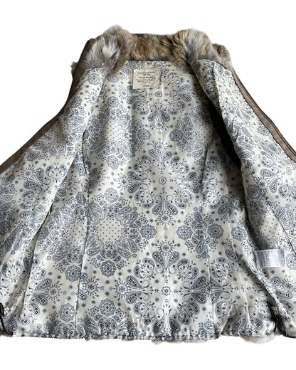 Honeysuckle Rose Rabbit Fur Paisley Lined Piping Trim Vest