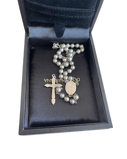 Dolce & Gabbana .925 Sterling Silver Cross Rosary Necklace