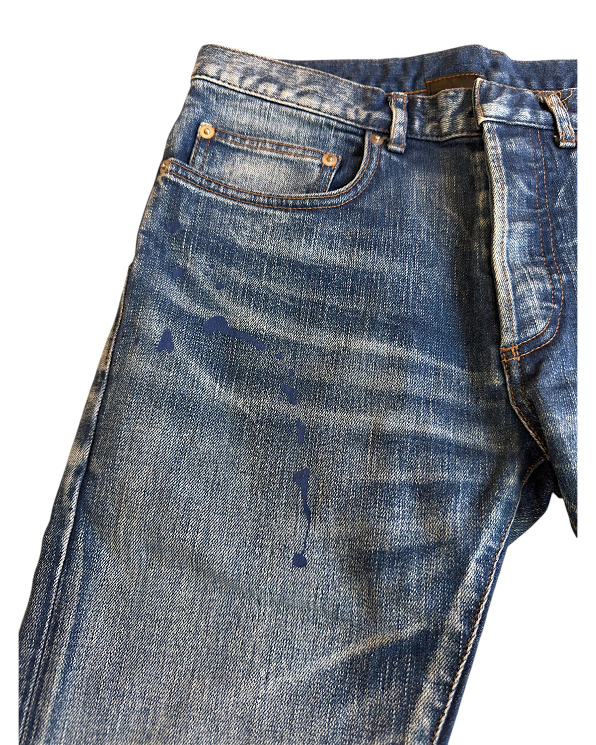 Dior Homme SS11 Ink Me Paint Splatter Blue Washed Denim Jeans
